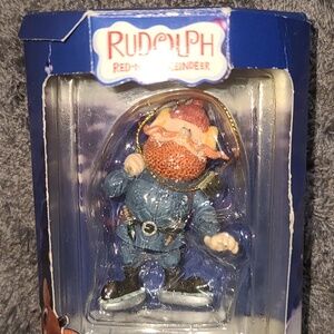 Rudolph the Red Nosed Reindeer Sam the Snowman glass Christmas Ornament